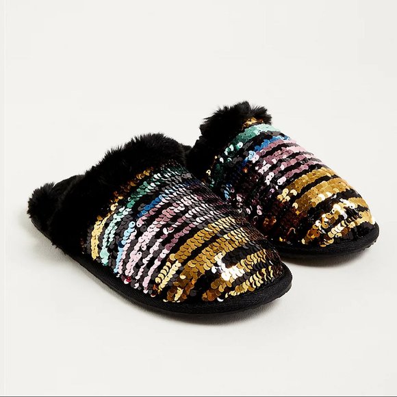 torrid Shoes - Torrid FUR TRIM SLIPPER - MULTI SEQUINS (11 WW)